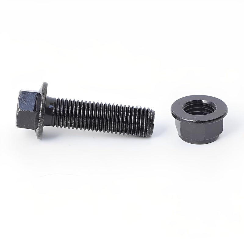 Minho M10-1.25 x 35mm Flange Head Bolts in Carbon Steel Material, Hexagon Screws Come with Flange Nuts,Black Oxide Finish Plated,Full Thread, 14 Sets - Image 5